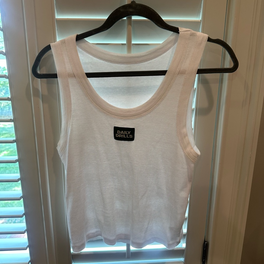 daily drills white logo ribbed tank (sold out) NWOT